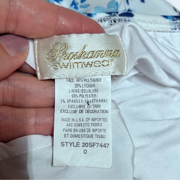 Shoshanna Floral Deep V Tie Strap One Piece Swimsuit White Blue 0 - Picture 9 of 15